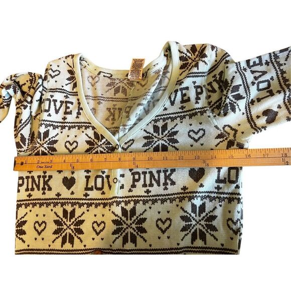 Victoria Secret PINK Logo Hearts Snowflake blue One piece Size medium butt flap - Picture 5 of 7